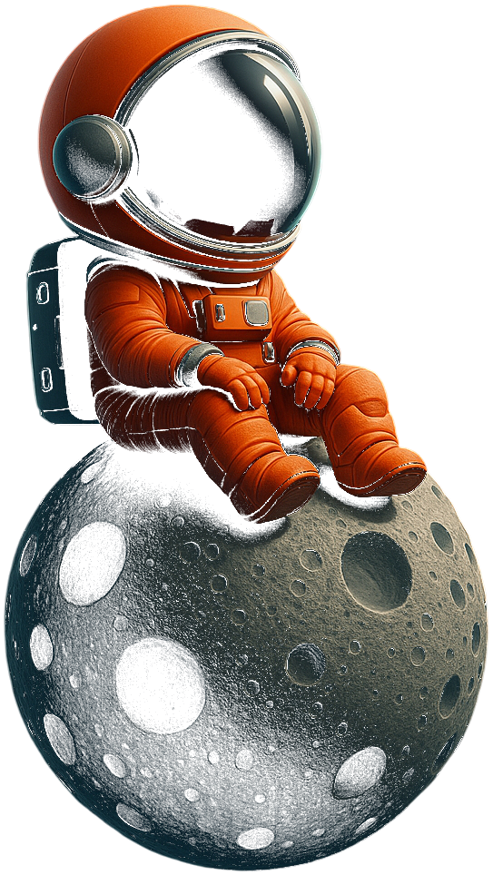 DigitalRichKid astronaut on a moon with soft coral rim light